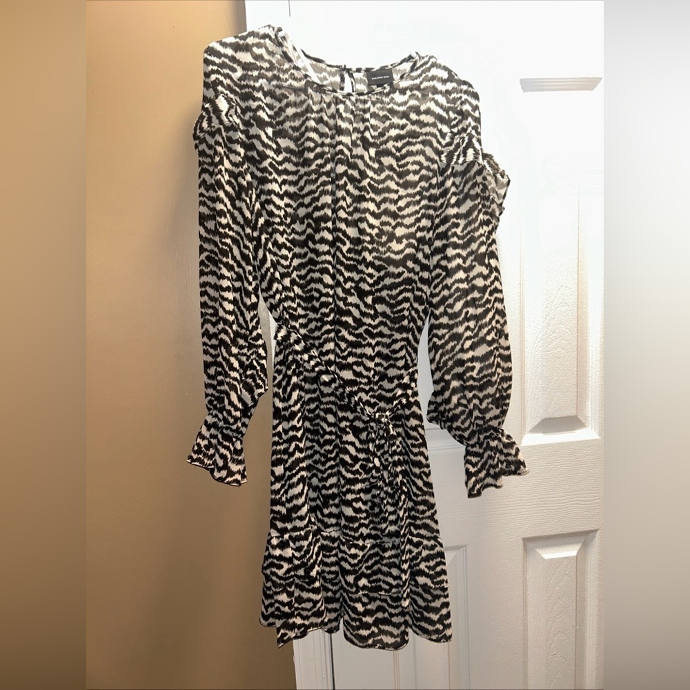 Who What Wear Monochrome Patterned Long Sleeve Dress Size L